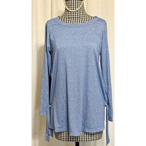 Soft Surroundings Blue Tie The Knot Long Sleeve Tunic Shirt Top Size Small